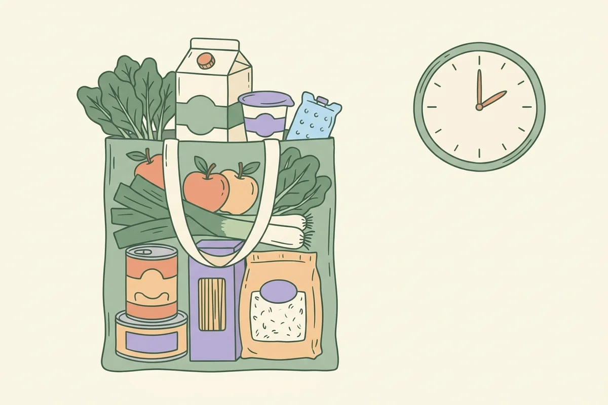 What Actually Makes a Grocery List Work: shelf-stable items first and cold items last in the shopping bag