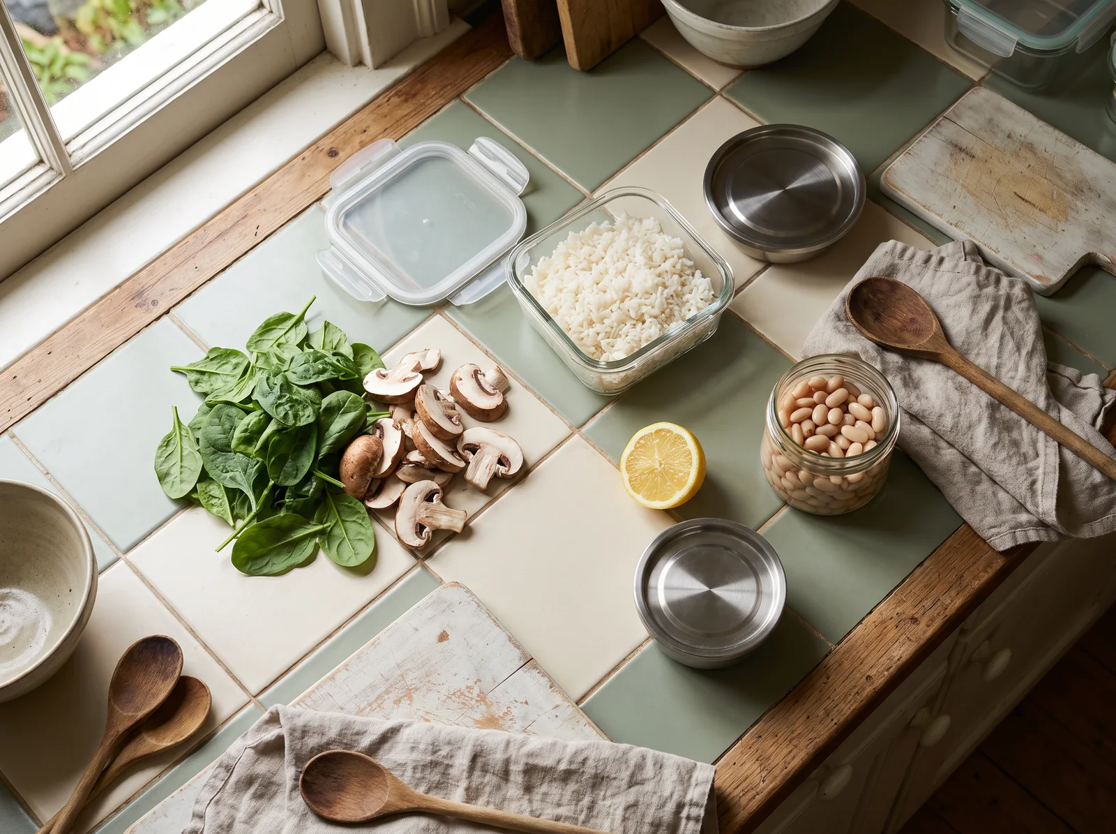 Ingredients set aside for a use-first meal plan